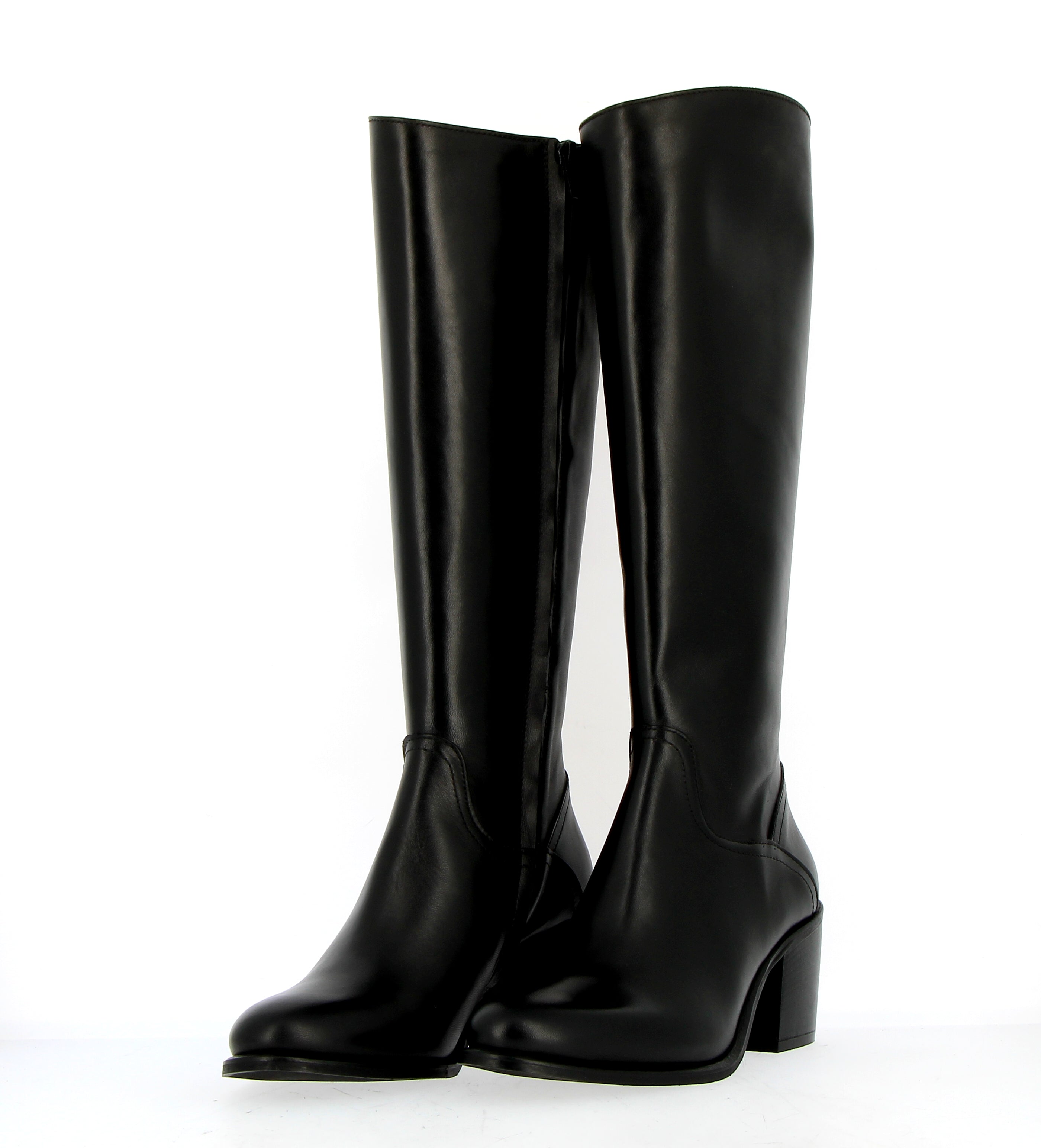 Stivale in pelle nera con zip
