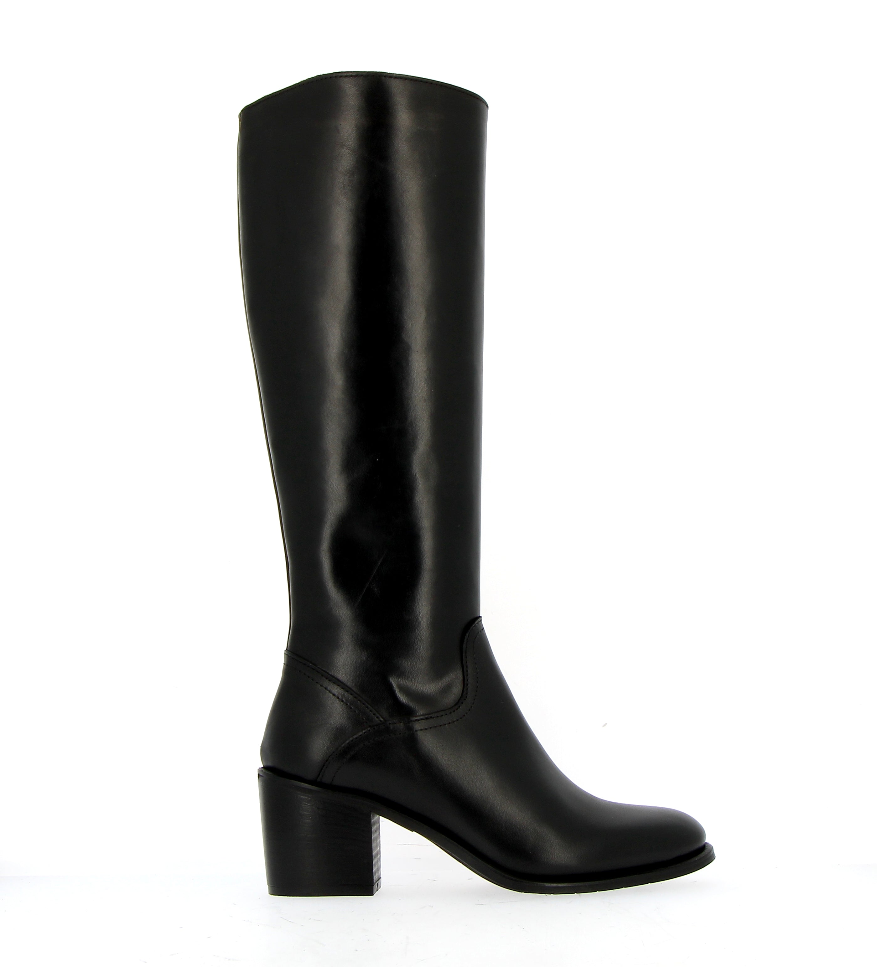 Stivale in pelle nera con zip