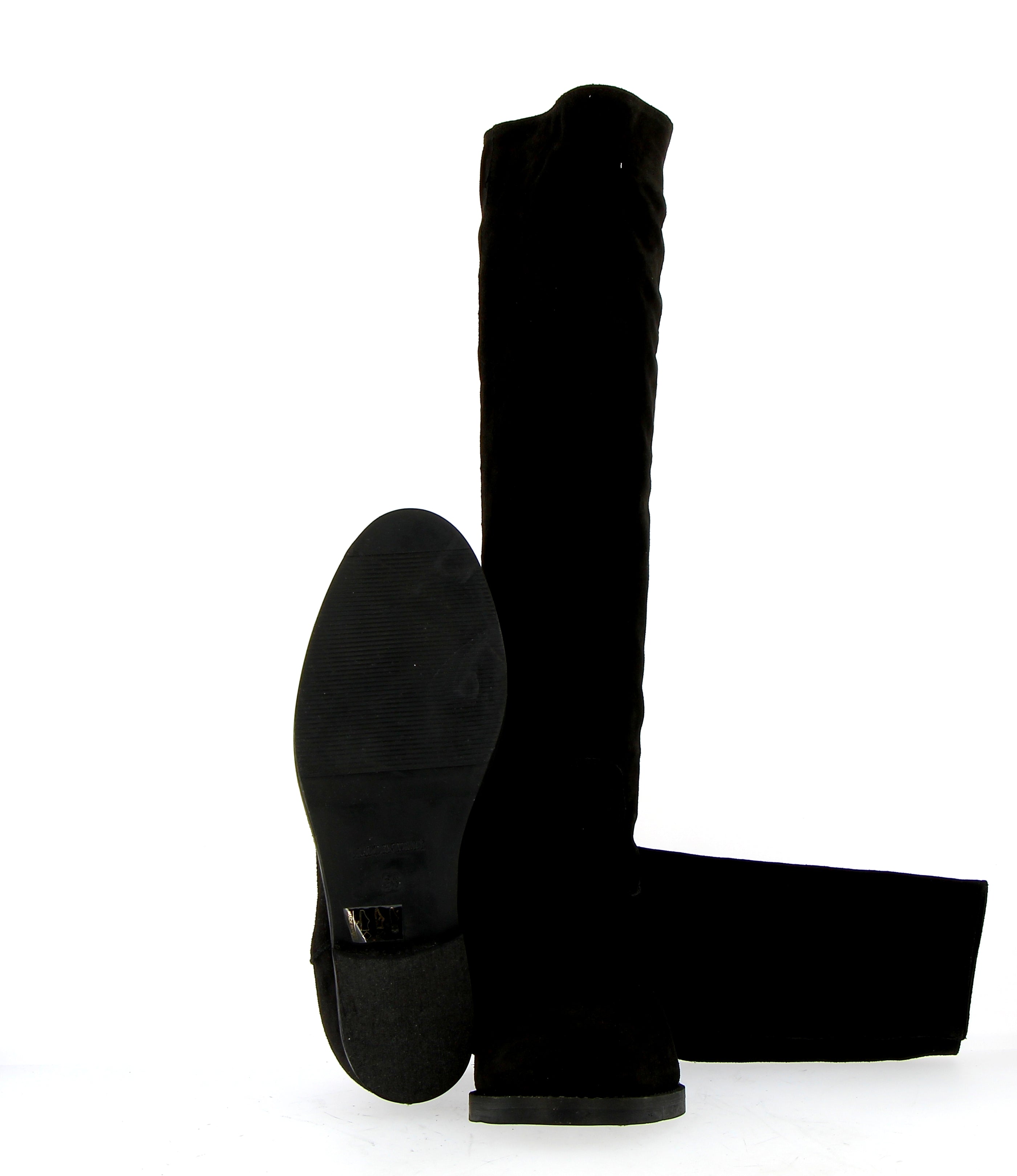Stivale in camoscio nero con zeppina interna