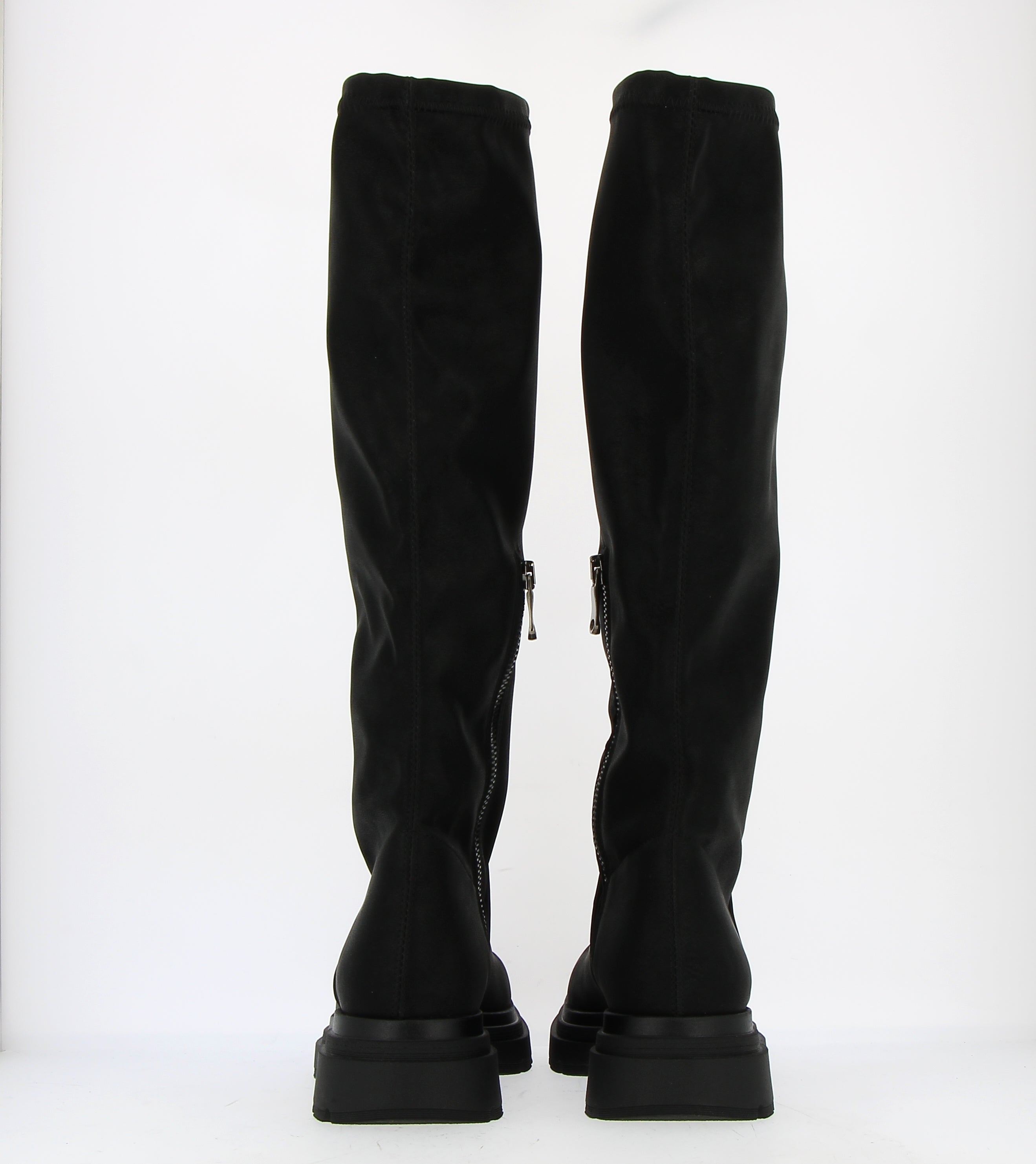 Black stretch vegan boot with zip