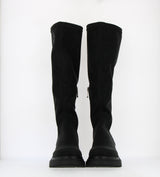 Black stretch vegan boot with zip