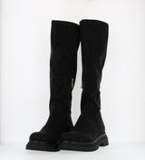 Black stretch vegan boot with zip