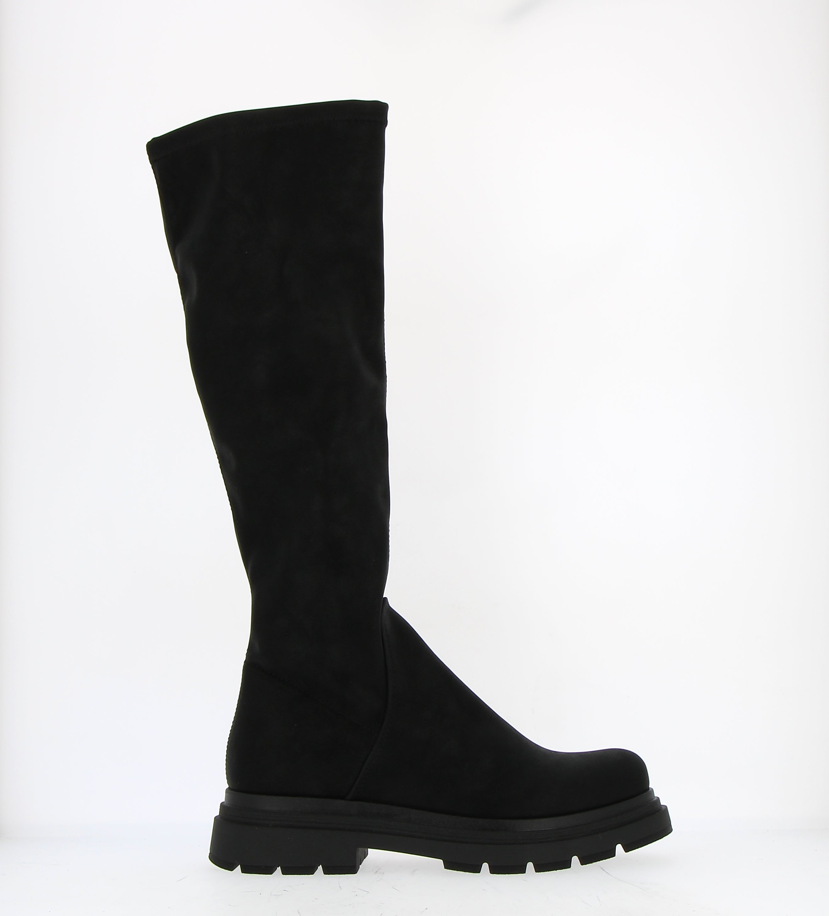 Black stretch vegan boot with zip