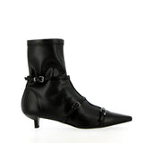 Black stretch ankle boot with straps