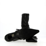 Black stretch ankle boot with straps