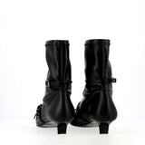 Black stretch ankle boot with straps