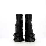 Black stretch ankle boot with straps
