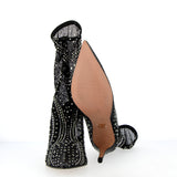 Mesh sockbootie embellished with diamonds