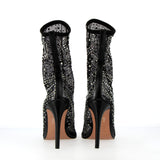 Mesh sockbootie embellished with diamonds