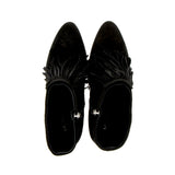 Stivaletto con frangia in camoscio nero zip interna laterale