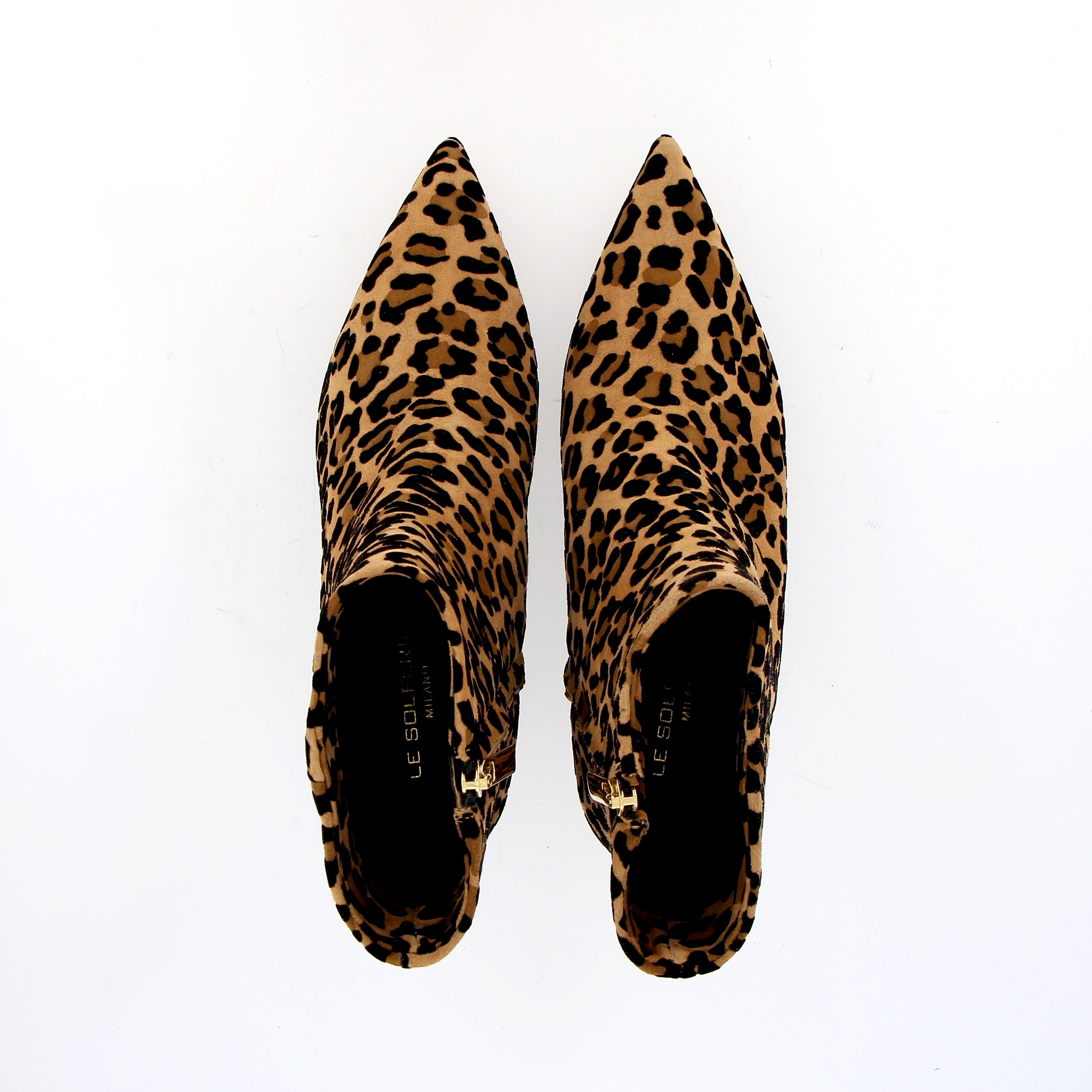 Leopard suede ankle boot with zip