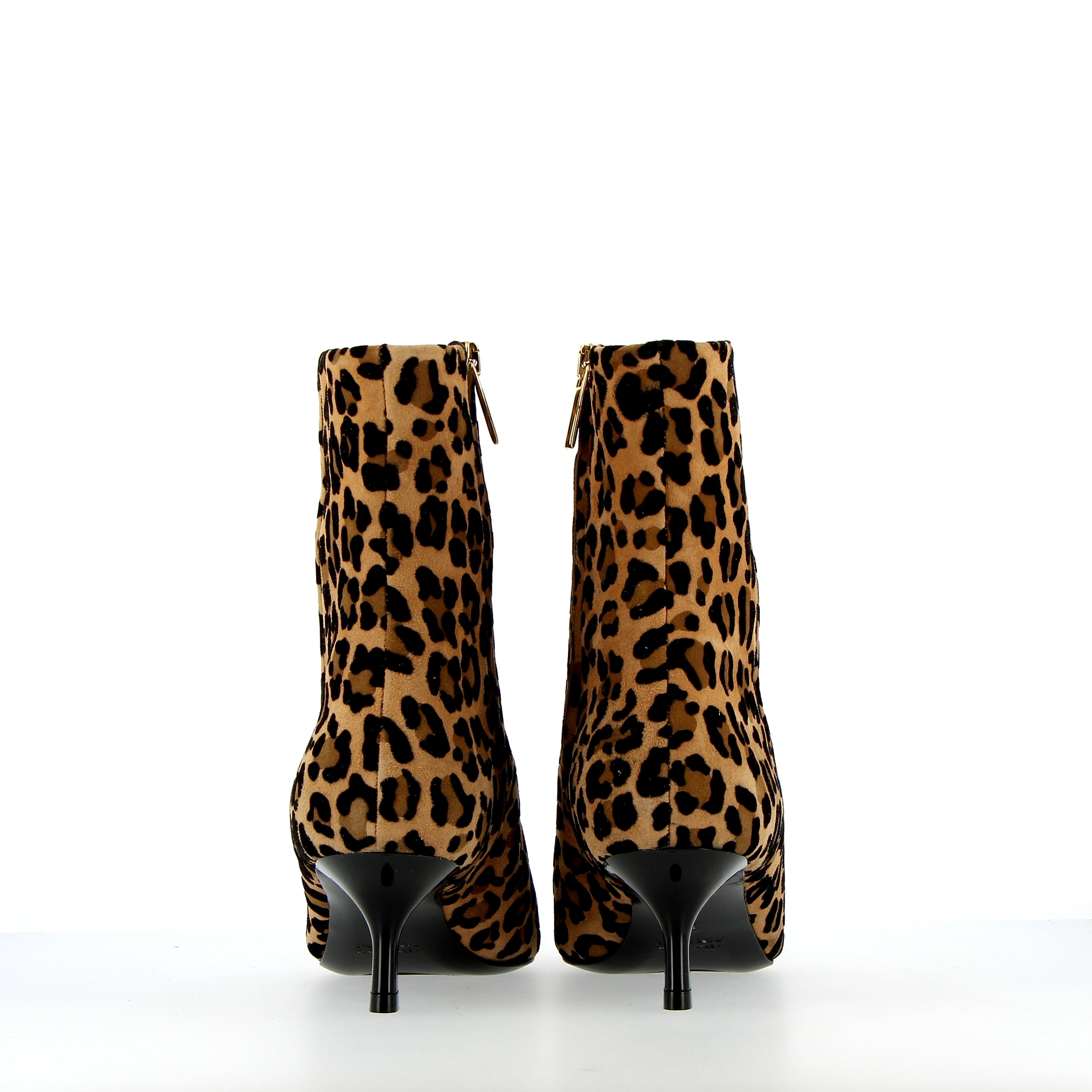 Leopard suede ankle boot with zip