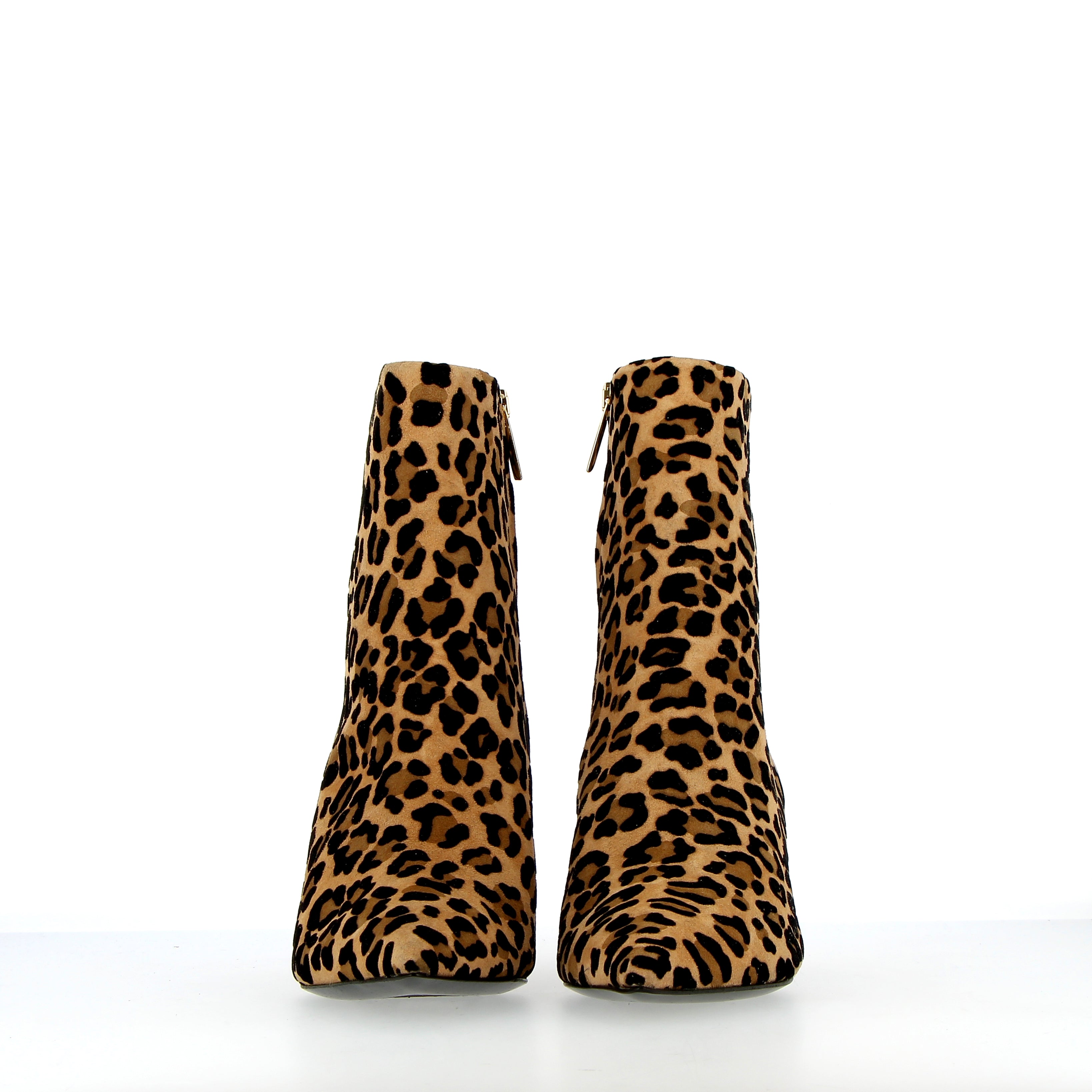 Leopard suede ankle boot with zip