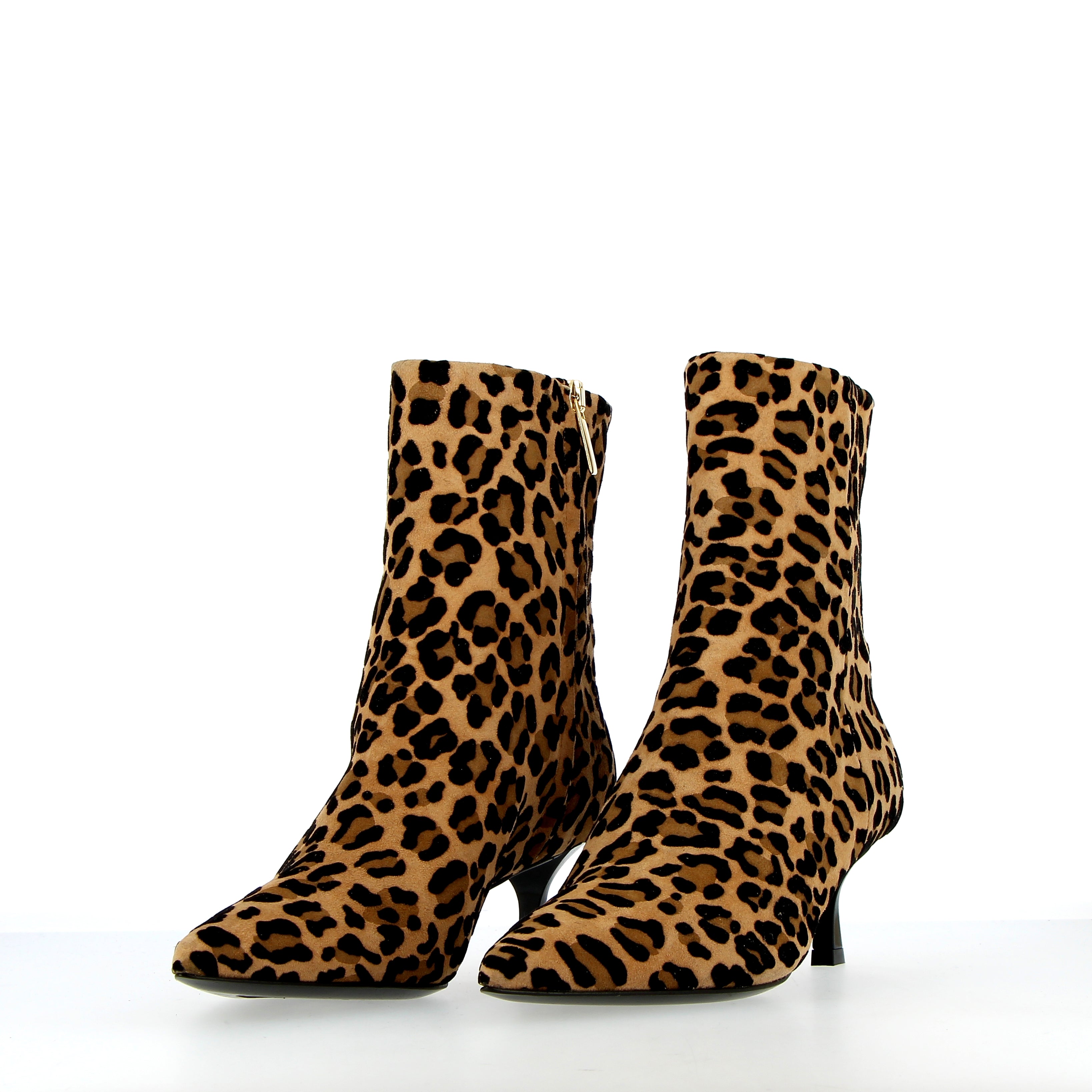 Leopard suede ankle boot with zip