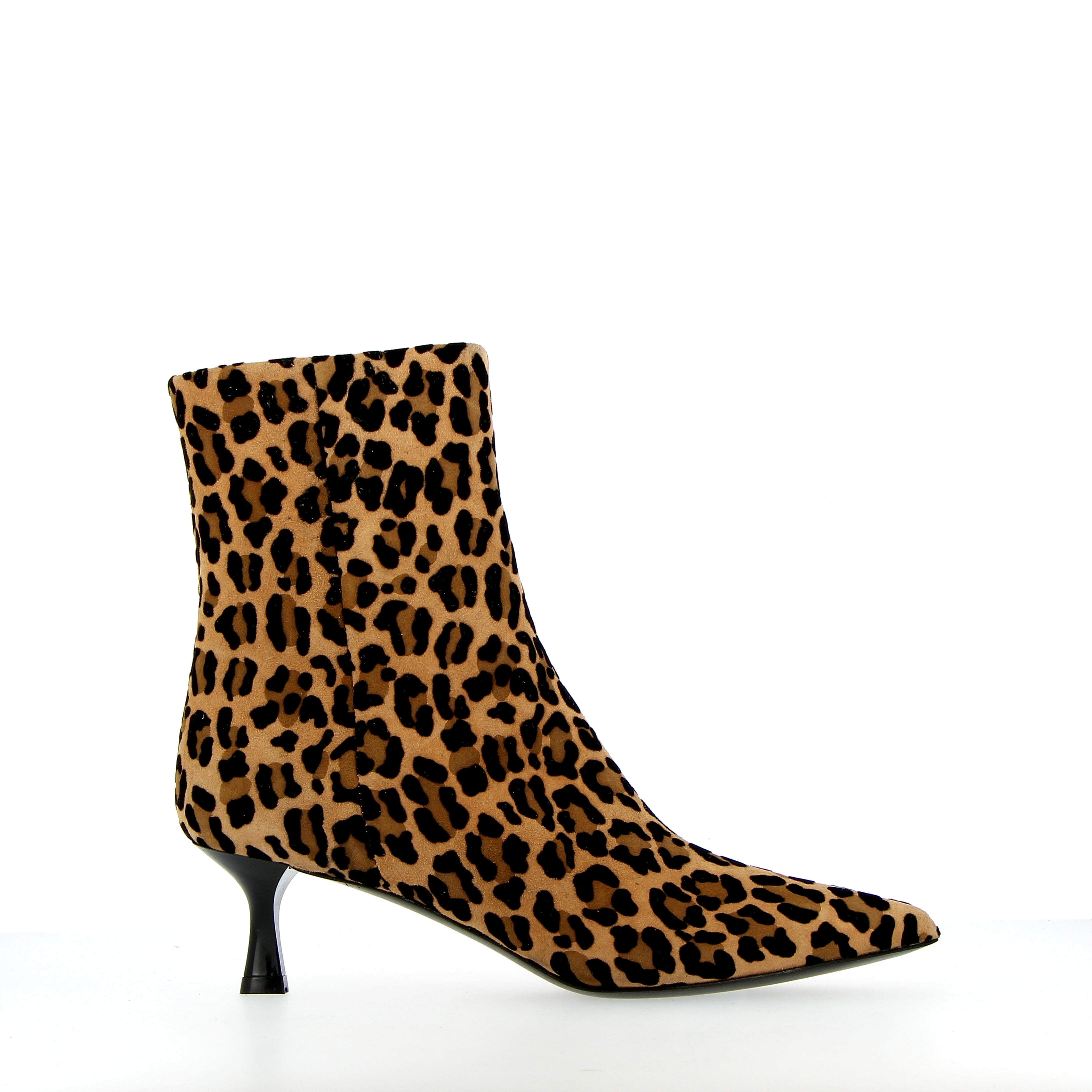 Leopard suede ankle boot with zip