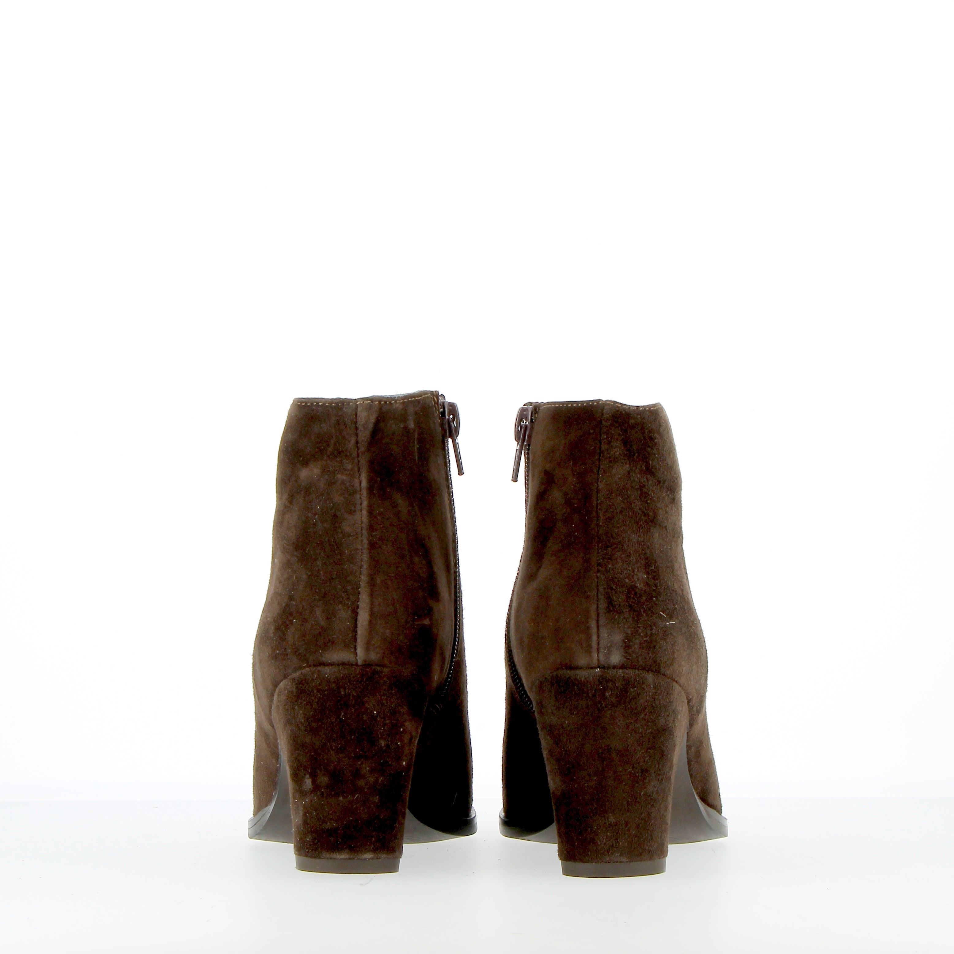 Dark brown suede ankle boot with zip