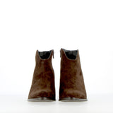 Dark brown suede ankle boot with zip