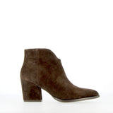 Dark brown suede ankle boot with zip