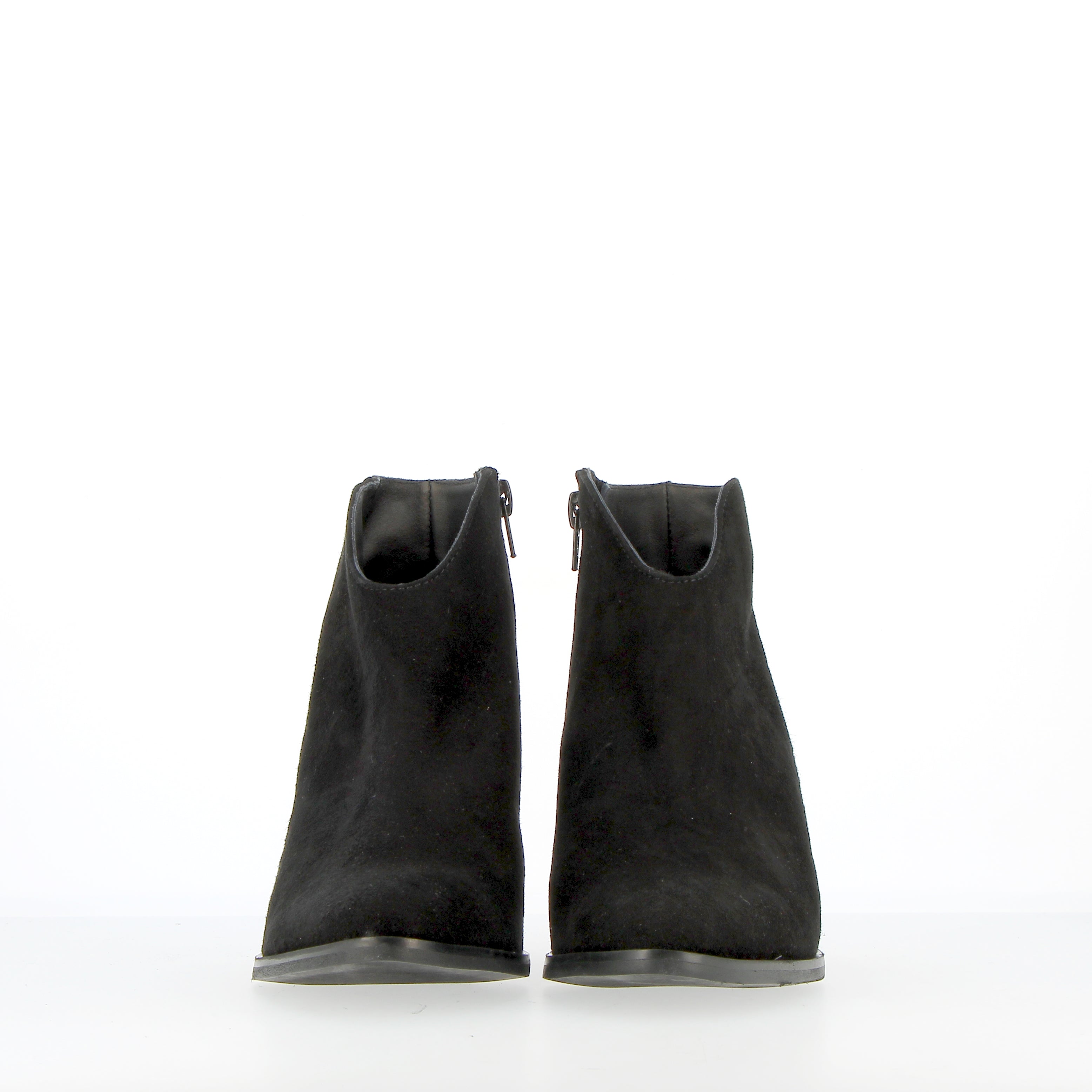 Black suede ankle boot with zip