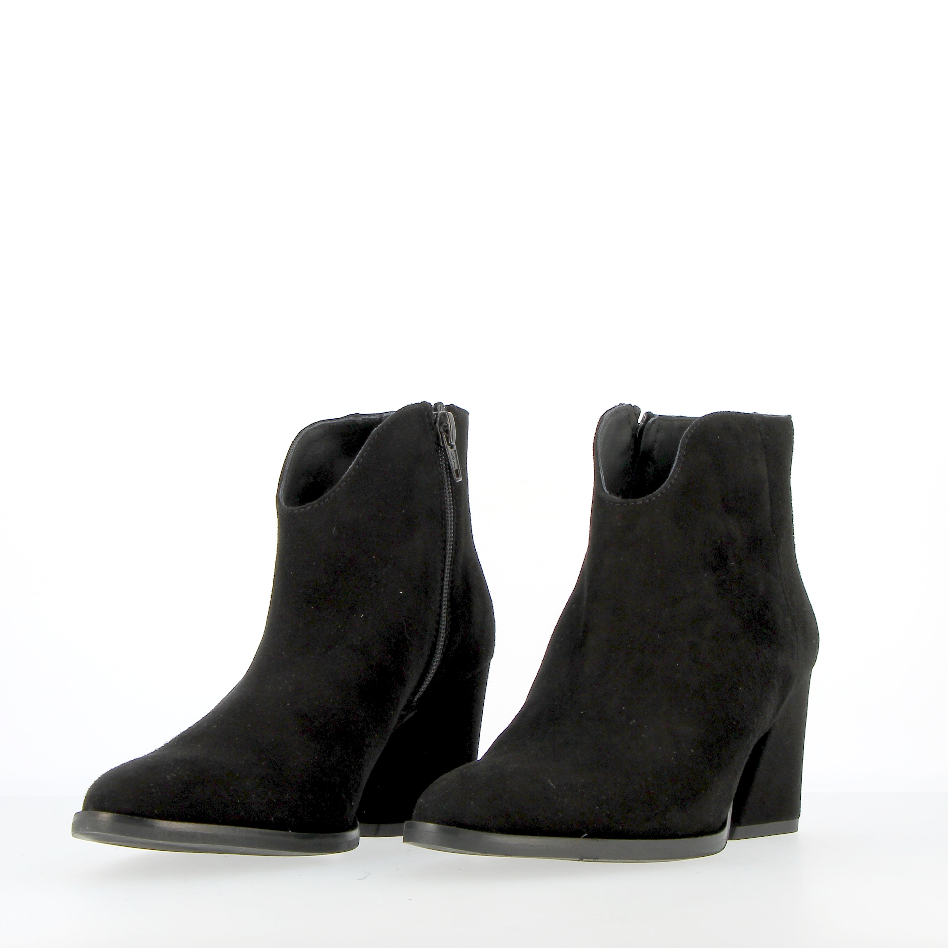 Black suede ankle boot with zip