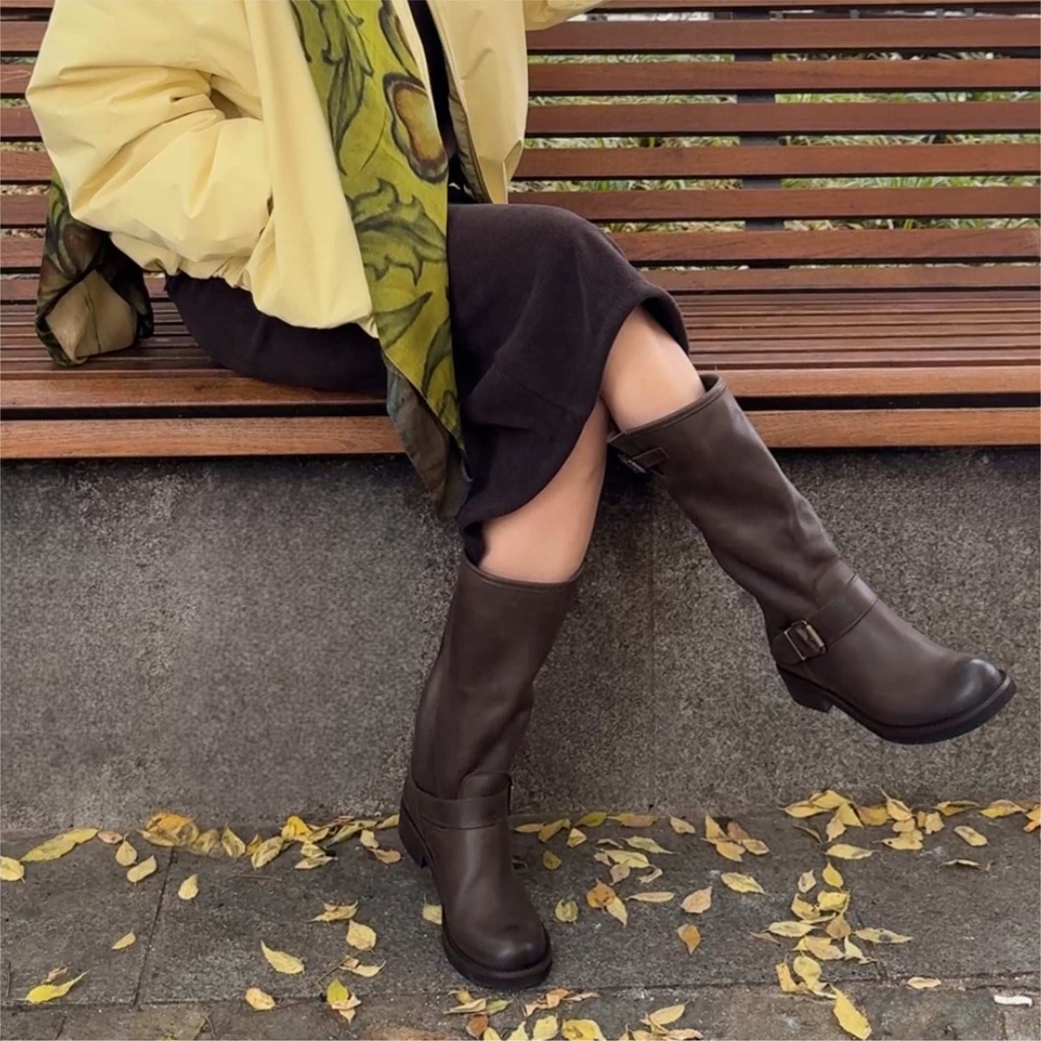 Stivale, biker, pelle, moro.