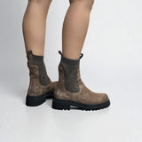 Stivaletto Chelsea taupe con elastici in lana