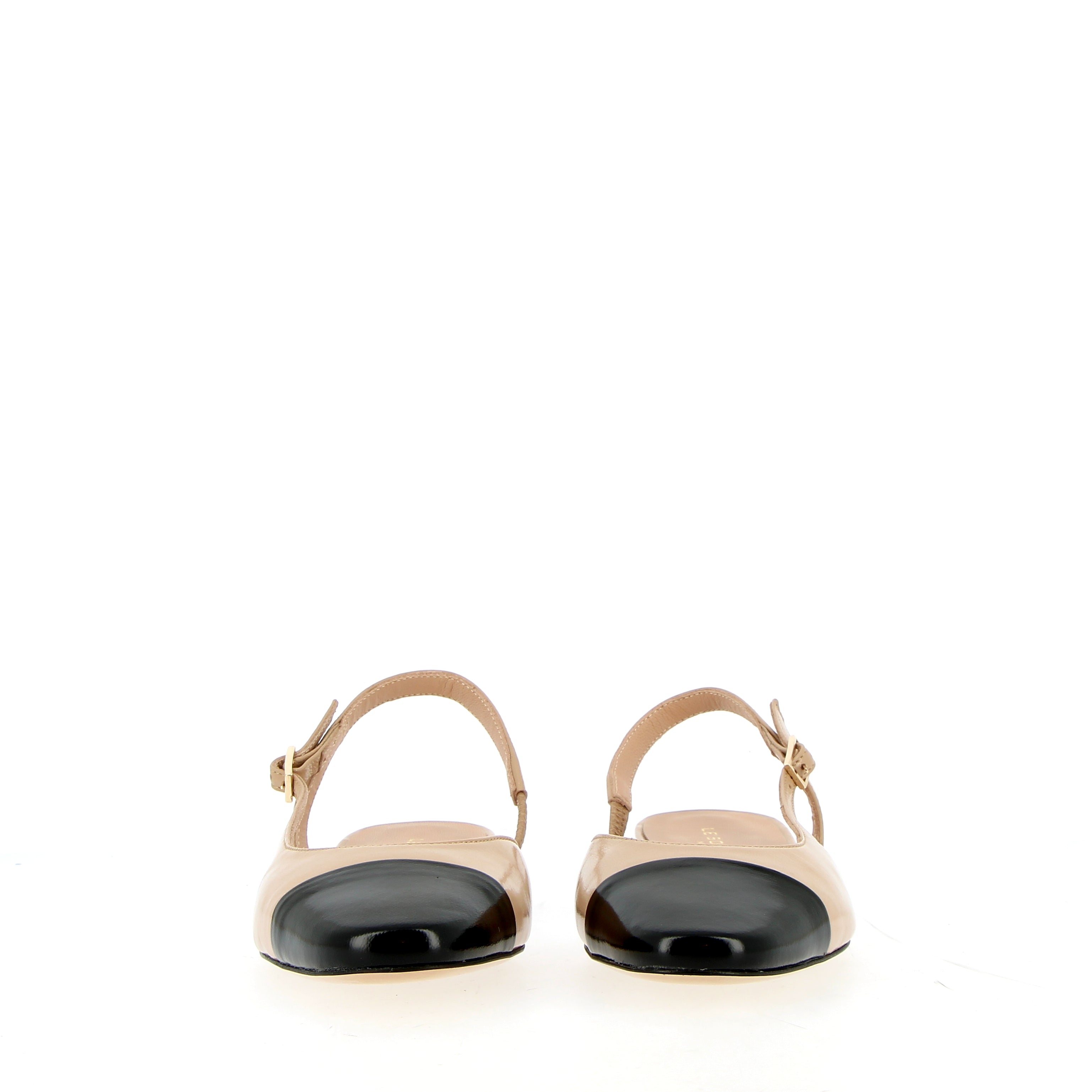 Low slingback in beige lux with black toe