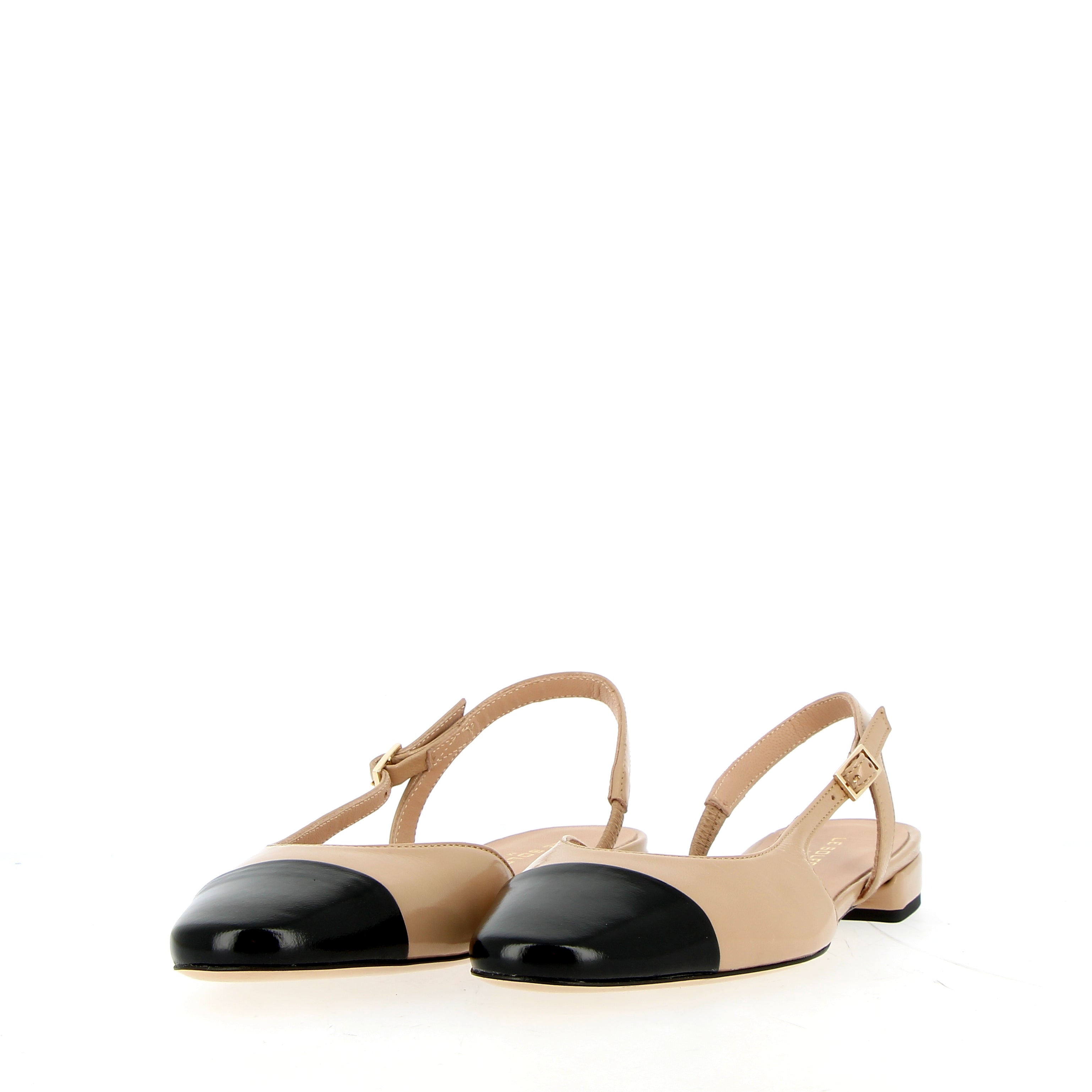 Low slingback in beige lux with black toe
