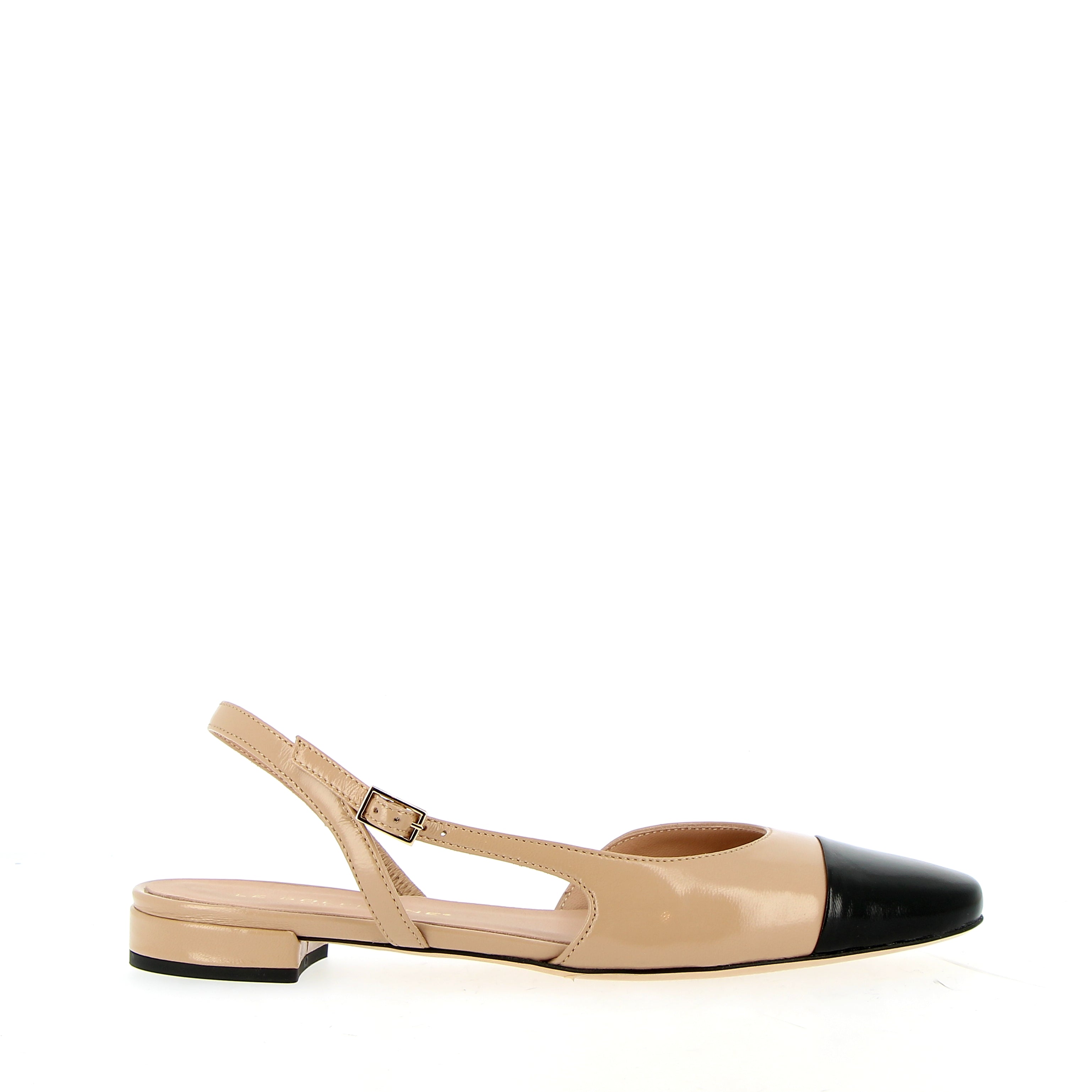 Low slingback in beige lux with black toe