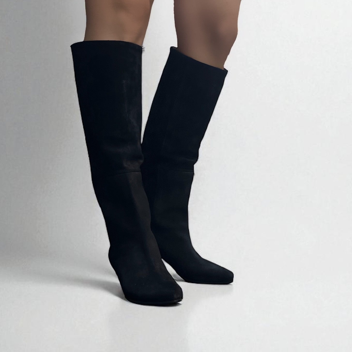 Black suede soft tube boot