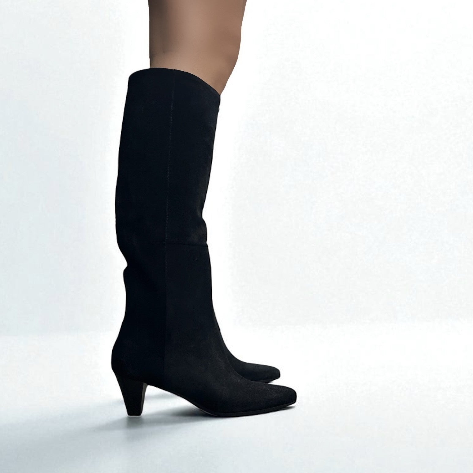 Black suede soft tube boot