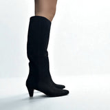 Stivale a tubo morbido scamosciato nero