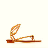 Low leather sandal with gold nails