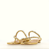 Sandalo basso oro con catena di strass