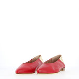 Ballerina babouche in red leather with platinum heel