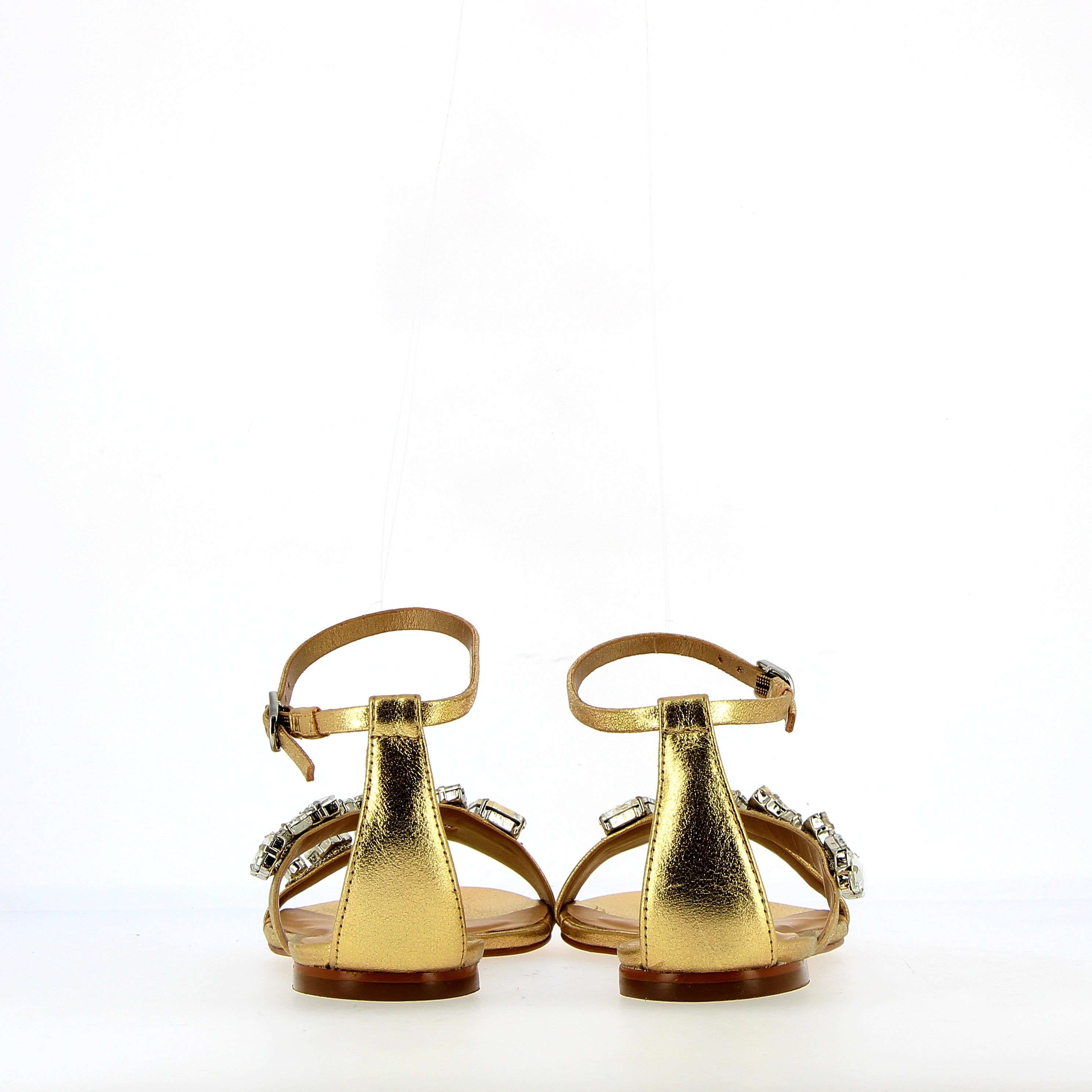 Low gold sandal with crystal stones