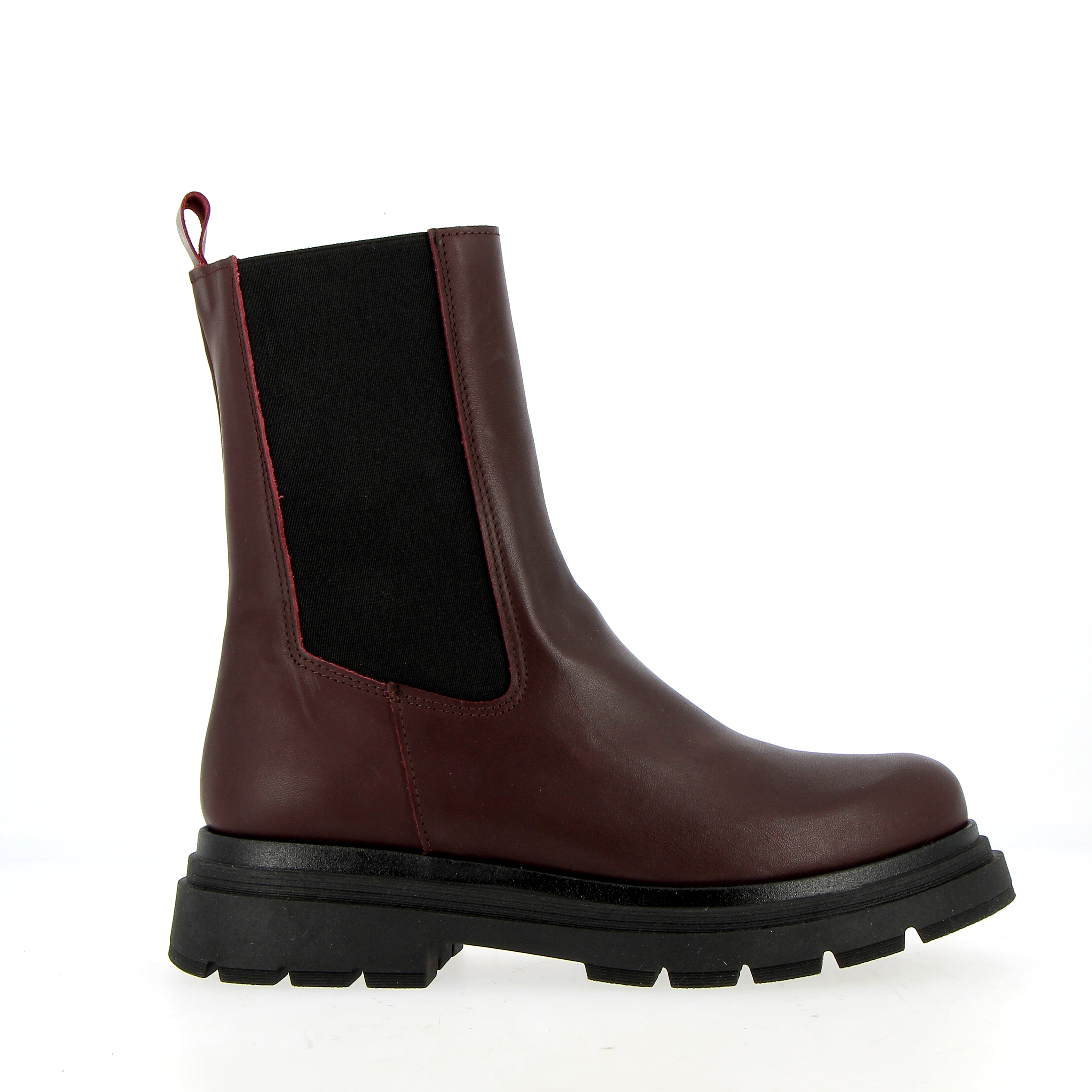 Chelsea boot in vitello bordeaux con cerniera