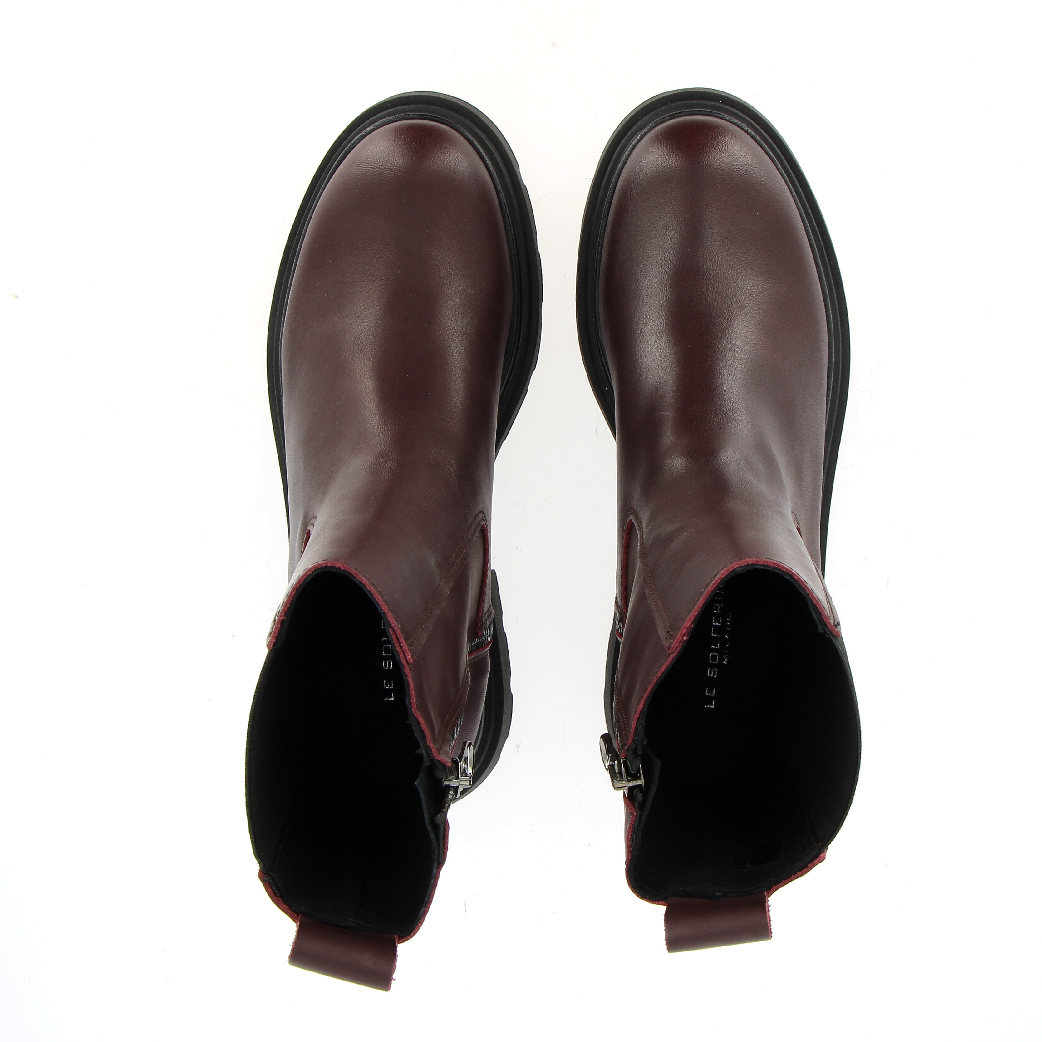 Chelsea boot in vitello bordeaux con cerniera