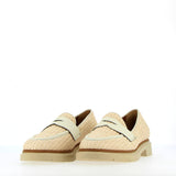 Capri style moccasin in natural and white straw