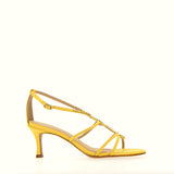 Yellow strappy sandal with rhinestones