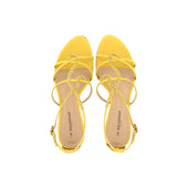 Sandalo giallo a cinturini con strass