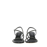 Black sandal with silver gray rhinestones