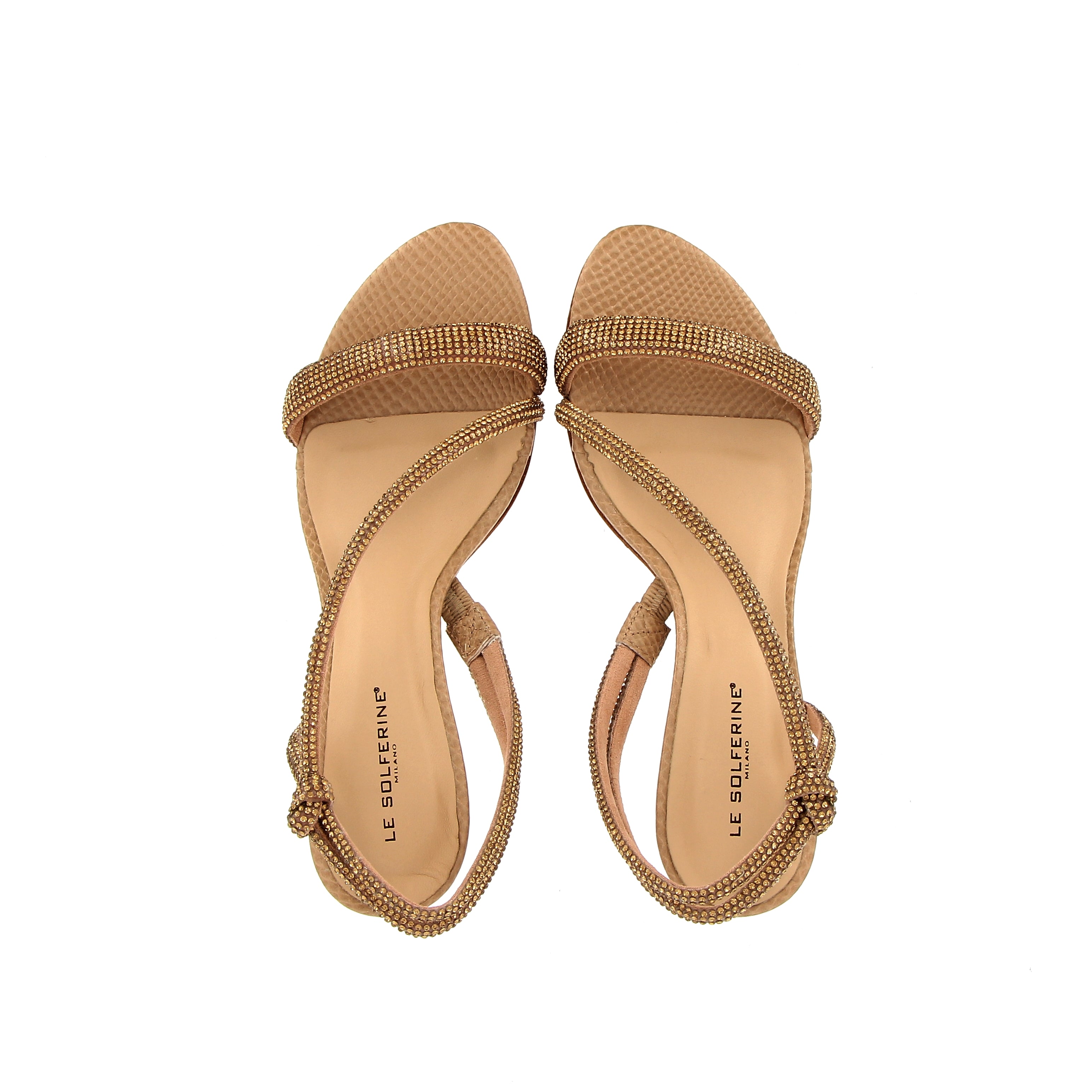 Beige nude sandal with rhinestones