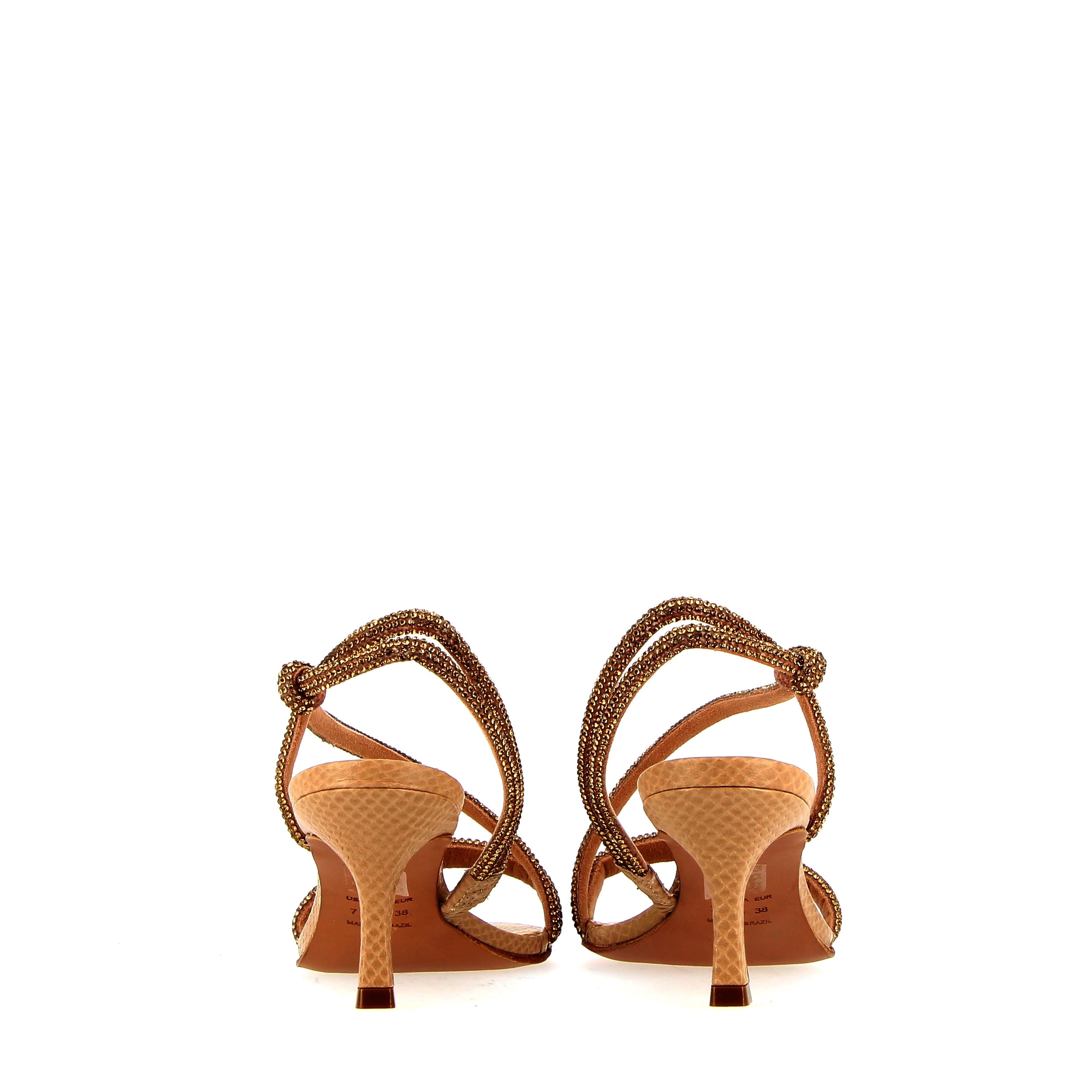 Beige nude sandal with rhinestones
