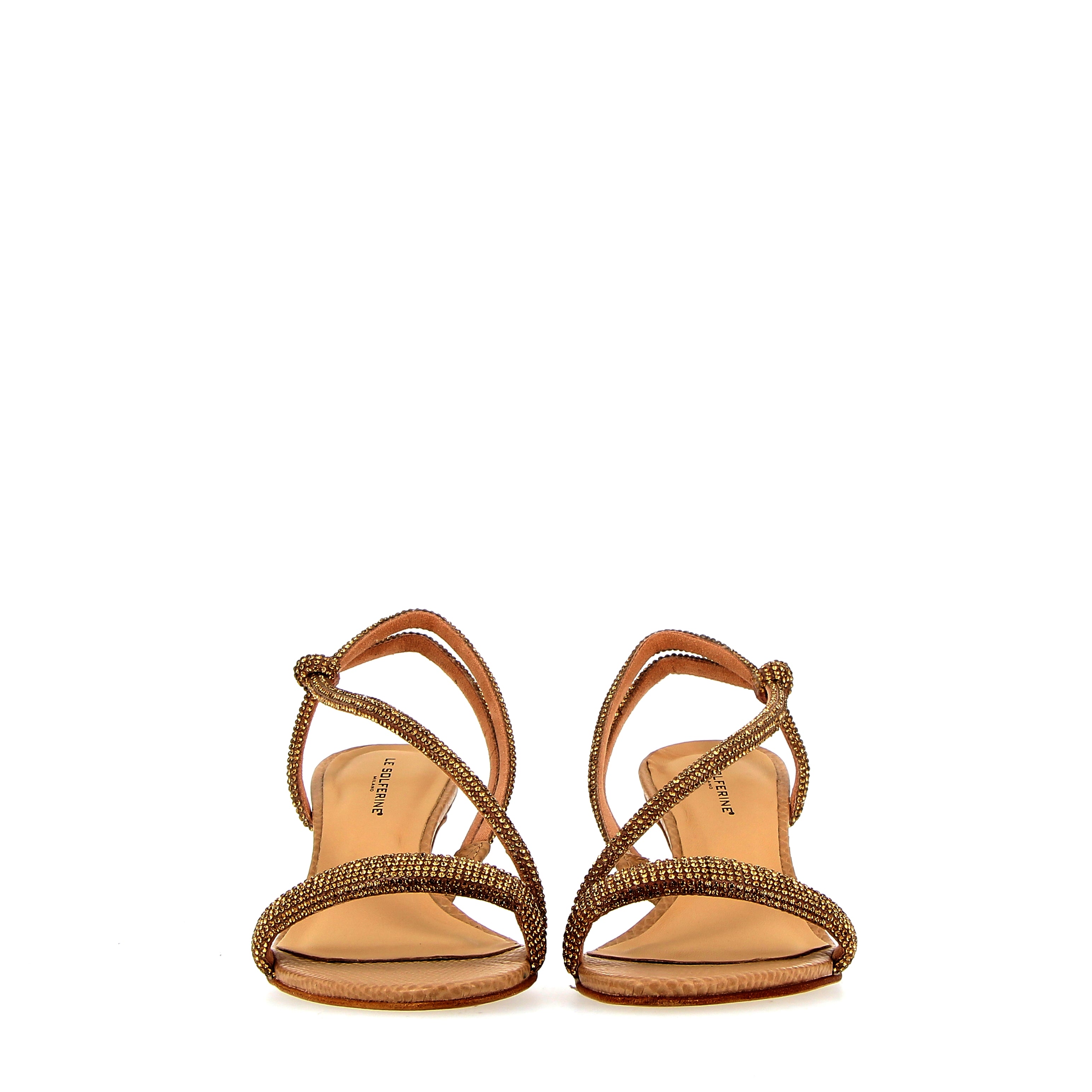 Beige nude sandal with rhinestones