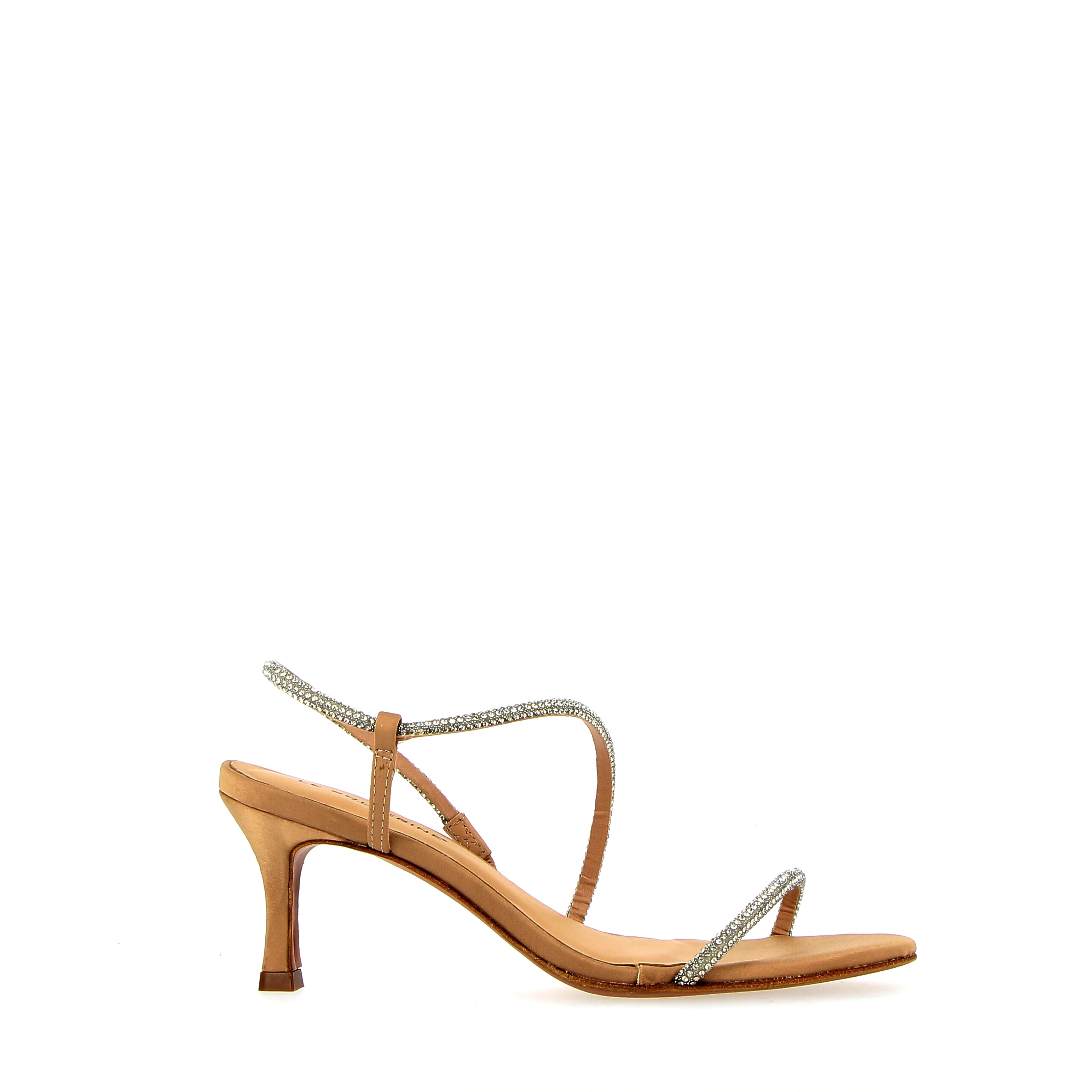 Sandalo beige nude con strass argento