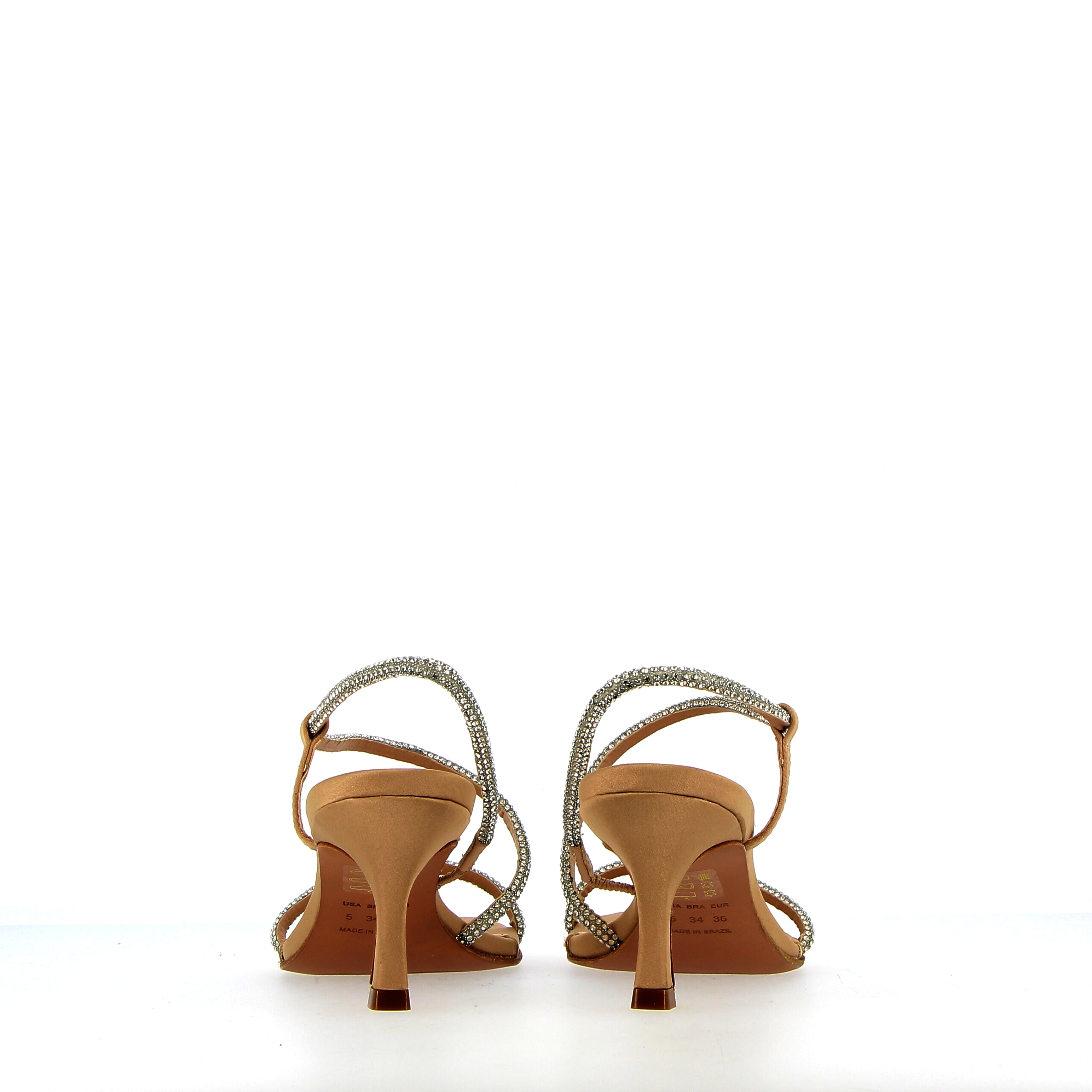 Sandalo beige nude con strass argento