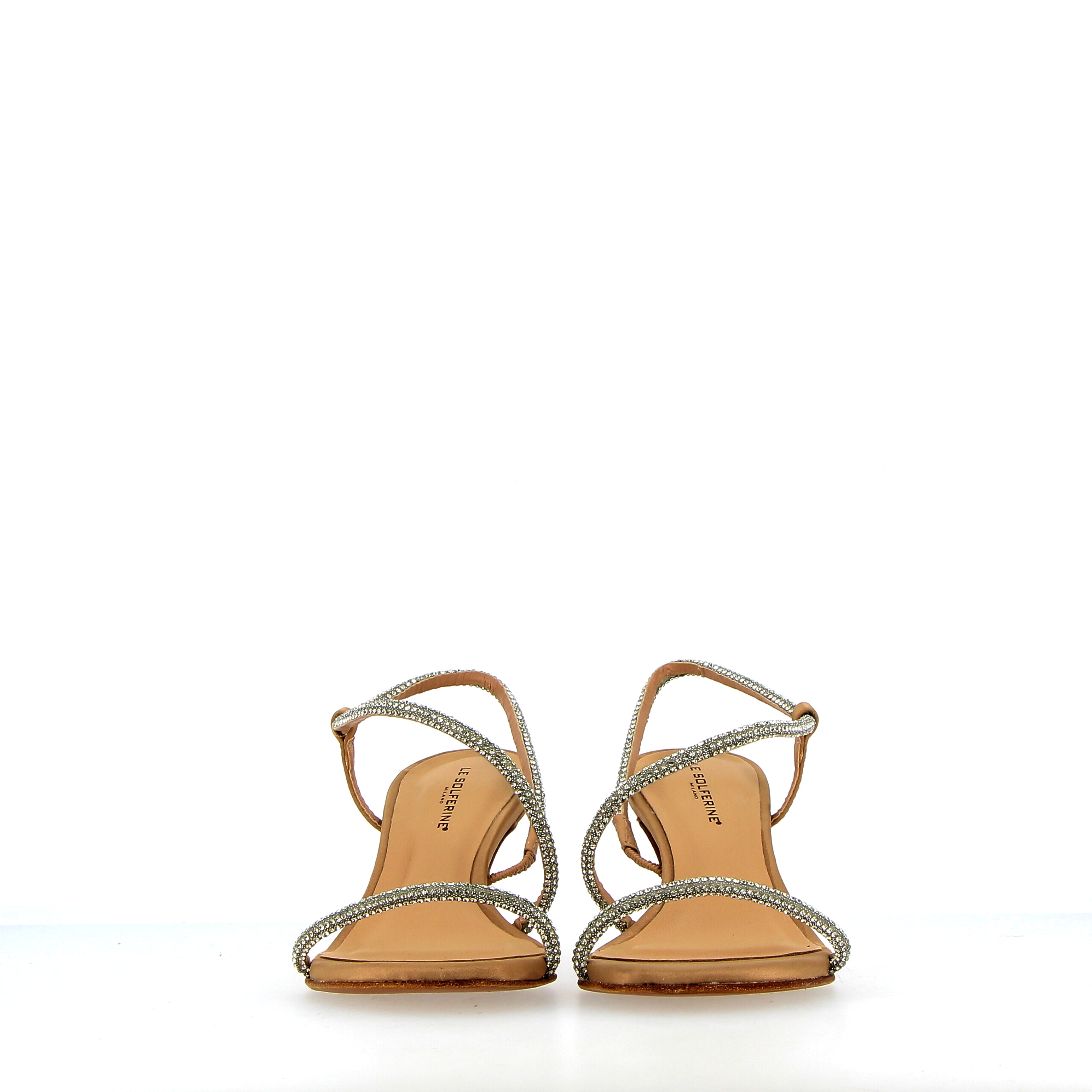 Sandalo beige nude con strass argento