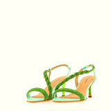 Green sandal with emerald rhinestones