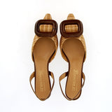 Slingback with raffia cleat and buckle